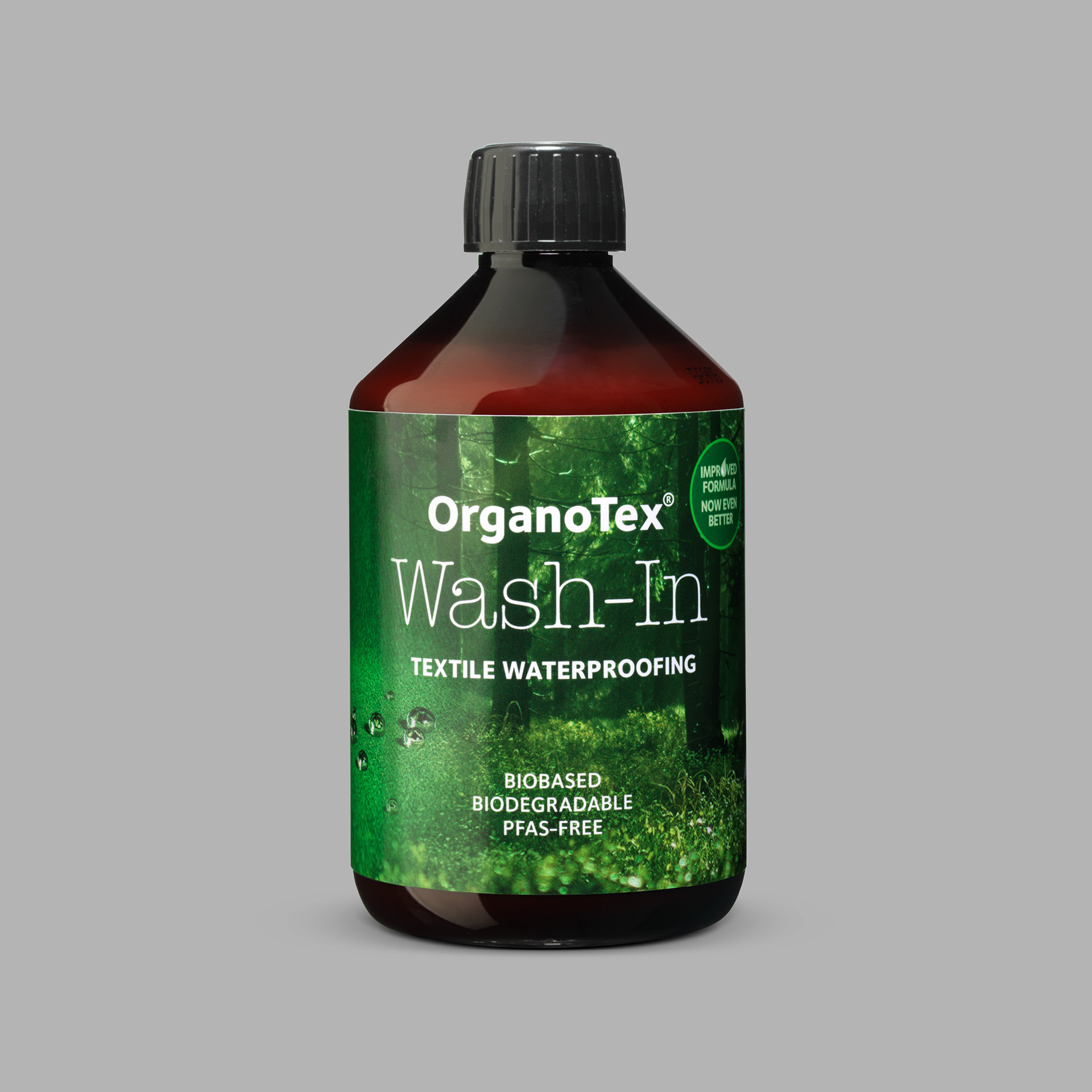 eco labelled OrganoTex Wash-In Waterproofing bottle